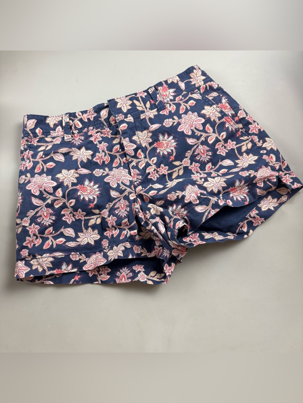 Gap City Short Floral Print Navy Pink Cotton Stretch Shorts 2 / XS